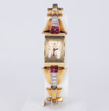 Orologio da polso Lady Jaeger in oro 18k con diamanti (1.80ct) e rubini , anni 30