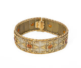 Bracciale vintage in oro 18k con quarzi citrini , anni 50