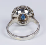 Anello in oro 18k con diamanti taglio rosetta e topazi azzurri , anni 40 - Antichità Galliera