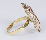 Anello in oro con pietra avventurina e turchesi , fine '800 - Antichità Galliera