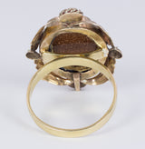 Anello in oro con pietra avventurina e turchesi , fine '800 - Antichità Galliera