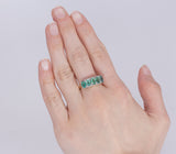 Fedina in oro 9k con smeraldi e diamantini - Antichità Galliera