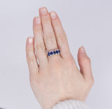 Fedina in oro 9k con zaffiri e diamantini - Antichità Galliera