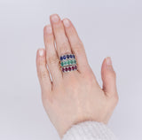 Fedina in oro 9k con smeraldi e diamantini - Antichità Galliera