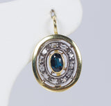 Orecchini in oro 18k con zaffiri e rosette di diamante , - Antichità Galliera