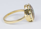 Anello in oro 18k con rosette e smeraldo, anni 40 - Antichità Galliera