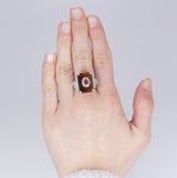 Anello in oro bianco 14k con tartaruga , rubino e diamanti - Antichità Galliera