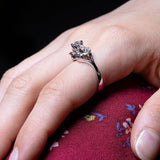 Anello antico in oro bianco 18K con diamanti (centrale da 0.35ct), anni '40 - Antichità Galliera