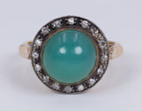 Anello antico  in oro 18k con pasta di vetro verde e diamanti , anni 30 - Antichità Galliera