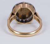 Anello antico  in oro 18k con pasta di vetro verde e diamanti , anni 30 - Antichità Galliera