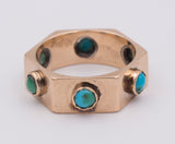 Anello vintage in oro con turchesi , anni 40