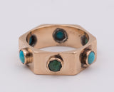 Anello vintage in oro con turchesi , anni 40
