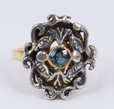 Anello in oro 18k e argento con topazio, anni 40 - Antichità Galliera