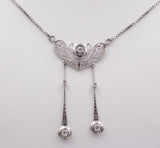 Collier ancien en or blanc 18 carats avec diamants (0,45 ct environ), années 1920/1930