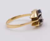 Anello vintage in oro con zaffiri e diamanti , anni 70