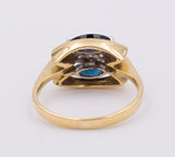 Anello vintage in oro con zaffiri e diamanti , anni 70