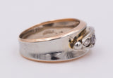Fedina vintage in oro bicolore con diamanti , anni 50
