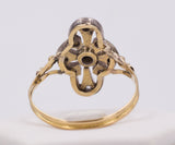 Anello antico in oro e argento con rosette . 1920 circa