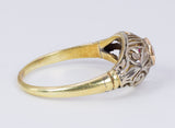 Anello Art Noveau in oro 18k e argento con rubino e rosette di diamante - Antichità Galliera