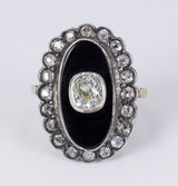 Anello antico in oro con onice e diamanti  ( totale 0.65 ct) , primi del '900 - Antichità Galliera