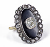 Anello antico in oro con onice e diamanti  ( totale 0.65 ct) , primi del '900 - Antichità Galliera