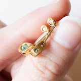Orecchini pendenti vintage in oro giallo 18K con smeraldi e diamanti, anni '70/'80