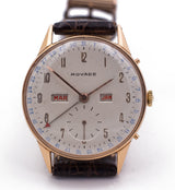 Orologio da polso vintage Movado in oro con calendario completo, 1950