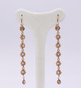 Orecchini antichi in oro 18k con rosette di diamante e diamante briolette, primi del '900 - Antichità Galliera