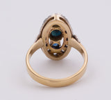 Anello antico in oro e argento con zaffiri e diamanti , primi del '900