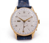 Orologio vintage Movado con calendario completo, oro 18k . 1950