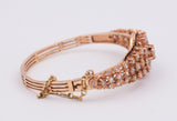 Bracciale antico rigido in oro 14k con diamanti taglio rosetta (2.10ct) e smalti, fine '800