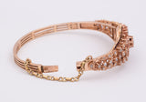 Bracciale antico rigido in oro 14k con diamanti taglio rosetta (2.10ct) e smalti, fine '800