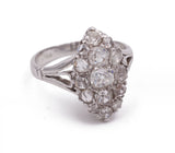 Anello antico in oro bianco con diamanti , anni 30