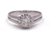 Anello vintage solitario in oro bianco con diamante brillante centrale, 0,5ct circa
