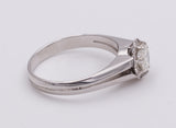 Anello vintage solitario in oro bianco con diamante brillante centrale, 0,5ct circa