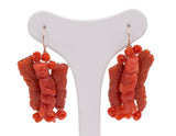 Antique gold and coral earrings with cherubs, late 19th century