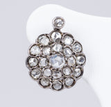 Orecchini antichi a toppa in oro bianco con diamanti taglio rosa (4 ct) , primi del '900 - Antichità Galliera