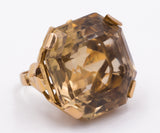 Anello vintage in oro con citrino, anni 50