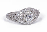 Anello antico in platino con diamante centrale ( 0.70 ct ) e diamanti laterali, anni 10/20 - Antichità Galliera