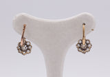 Boucles d'oreilles anciennes en or et argent avec diamants, début des années 1900