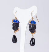 Orecchini Moretti in oro 14k e smalti - Antichità Galliera