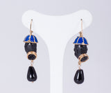 Orecchini Moretti in oro 14k e smalti - Antichità Galliera