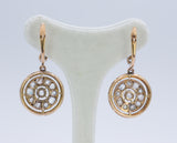 Boucles d'oreilles anciennes en or et argent avec rosettes de diamants, début des années 1900