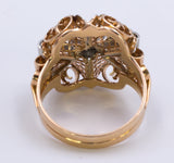 Anello Art Decò in oro bicolore con diamante centrale di 1ct , anni 30/40