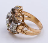 Anello Art Decò in oro bicolore con diamante centrale di 1ct , anni 30/40
