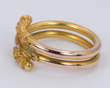 Anello borbonico in oro con perline , fine '800