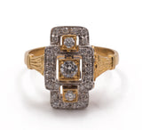 Anello vintage in oro con diamanti taglio brillante, anni 50