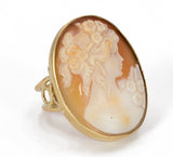 Anello vintage in oro 18k con cammeo, anni 50