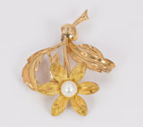 Spilla vintage in oro 18k con perla, anni 50 - Antichità Galliera