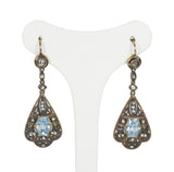 Liberty gold and silver earrings with aquamarines and diamond rosettes